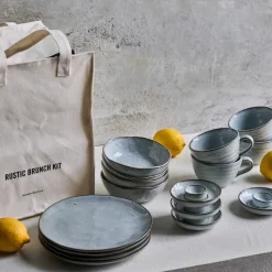 Brunch-Set, HDRustic, Grau;Blau