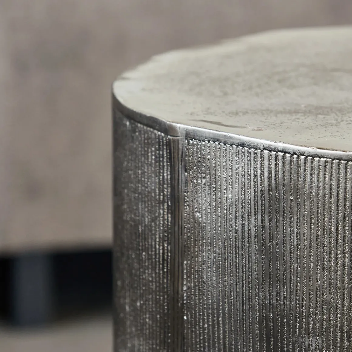 Couchtisch, Rota, Gebürstetes Silber