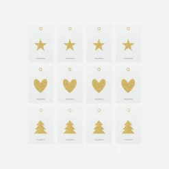 Geschenkanhänger, HDGlitr, Weiß;Gold