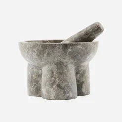 Mörser mit Stößel, Kulti, Grau/braun