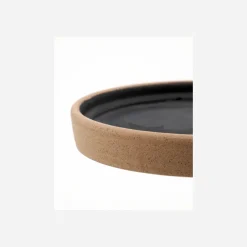 Pflanzgefäß m. Untertasse, HDAstu, Schwarz/Natur