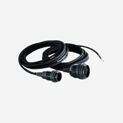 Stoffkabel mit Fassung und zwei Kupplungsringen, Schwarz