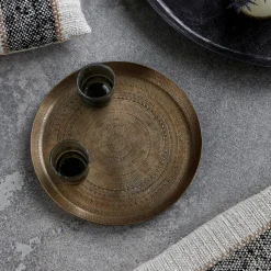 Tablett, Jhansi, Antikes Messing-Finish