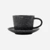 Tasse m. Untertasse, HDPion, Schwarz/Braun