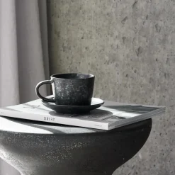 Tasse m. Untertasse, HDPion, Schwarz/Braun