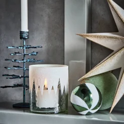 Teelichthalter, HDGlitt, Klar;Weiß;Glitzer