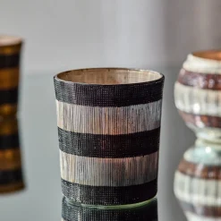 Teelichthalter, HDStripe, Schwarz;Off-White