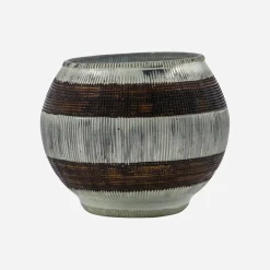 Teelichthalter, HDStripe, Silber-Finish;Braun