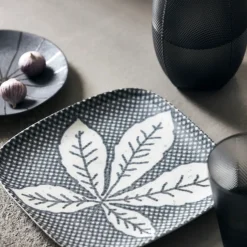 Teller, HDKastanie, Grau/Blau