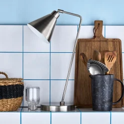 Tischleuchte, HDGame, Gebürstetes Silber-Finish